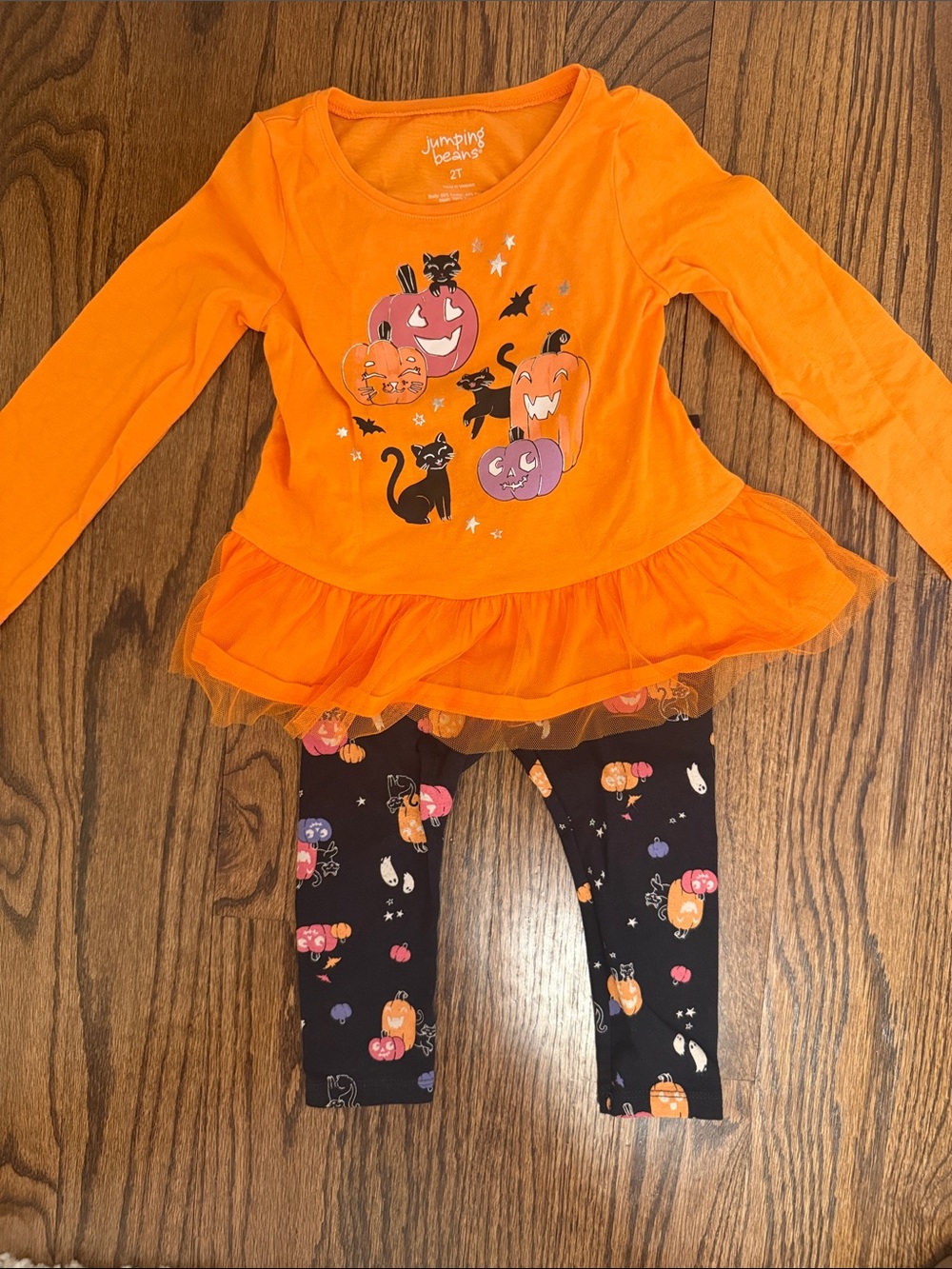 Jumping Beans 2T Orange and Black Pumpkin Tutu Two-Piece Set